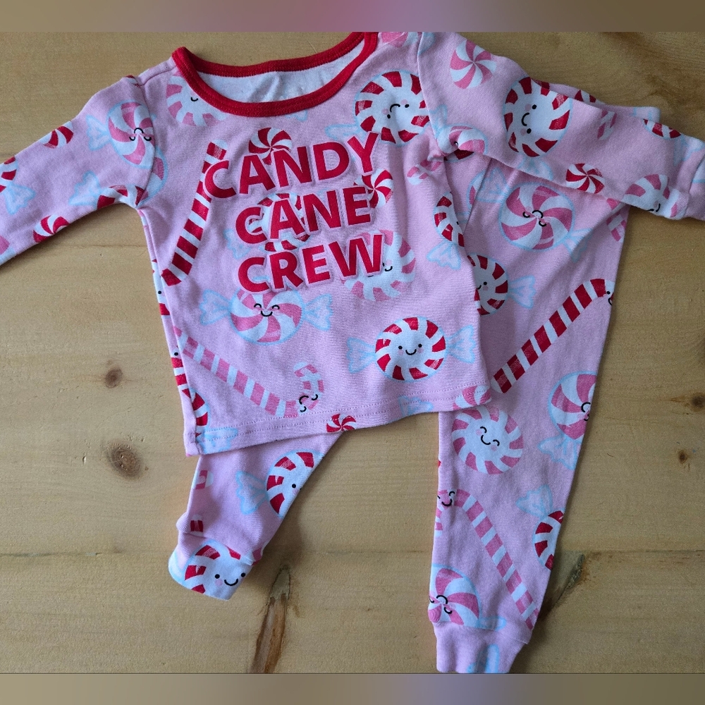 The Children’s Place Pink Candy Cane Pajama Set 9–12M
